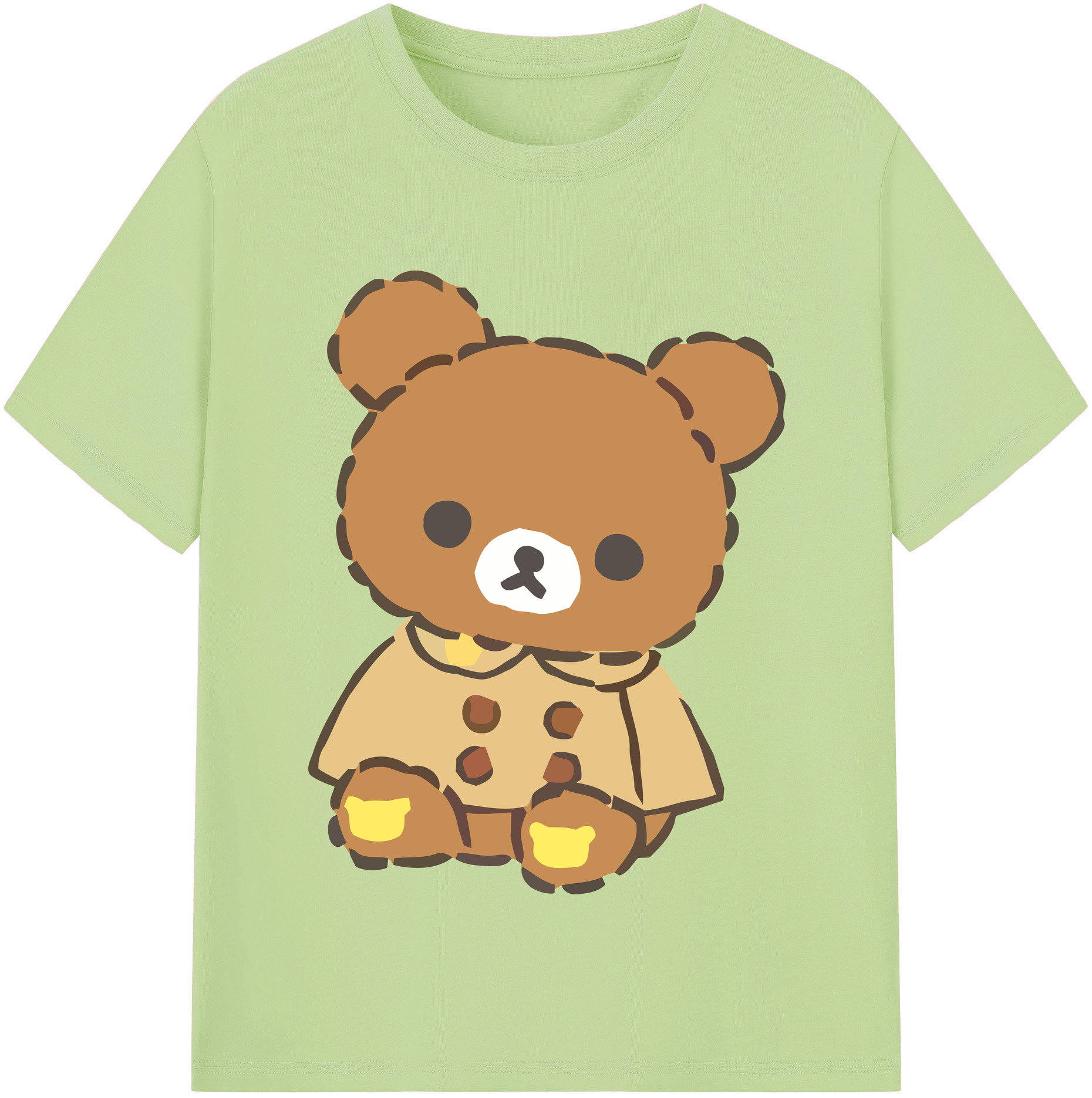 （画像用） リラックマ リラックマ キイロイトリ Rilakkuma Korilakkuma Kiiroitori 綿100％半袖Tシャツ（フロントプリント）